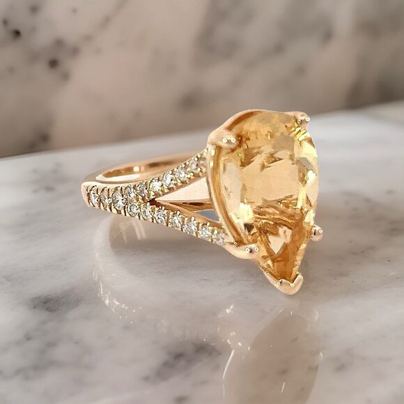 Natural Citrine Diamond Ring 6.5 14k Y Gold 4.79 TCW Certified $3,950 310632 - Picture 15 of 16